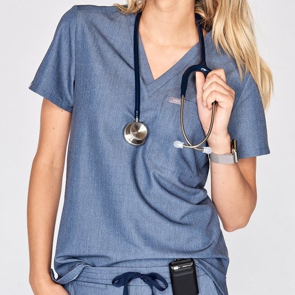 Figs Tops - figs heather denim top